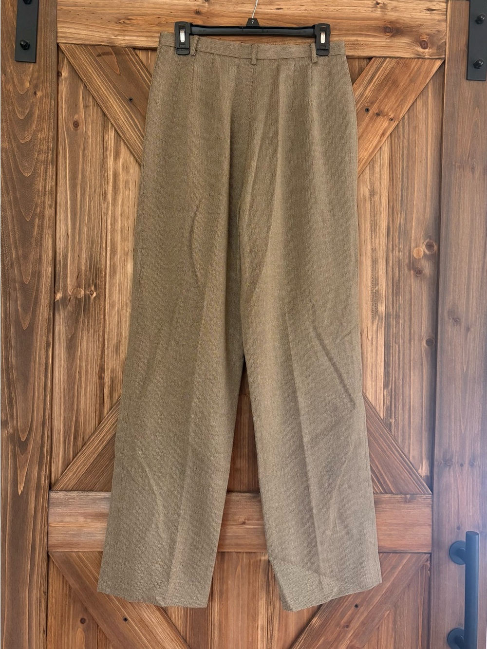 Women's Vintage Carlisle 100% Wool Golden Tan/Brown Herringbone Pants. Size 10 - Picture 5 of 14